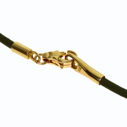 STAR JEWELRY Peridot leather cord Necklace K18 Yellow Gold Ladies [Used]