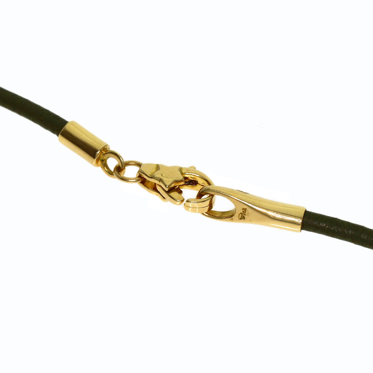 STAR JEWELRY Peridot leather cord Necklace K18 Yellow Gold Ladies [Used]
