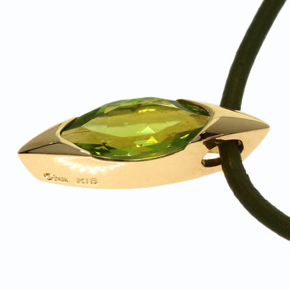 STAR JEWELRY Peridot leather cord Necklace K18 Yellow Gold Ladies [Used]