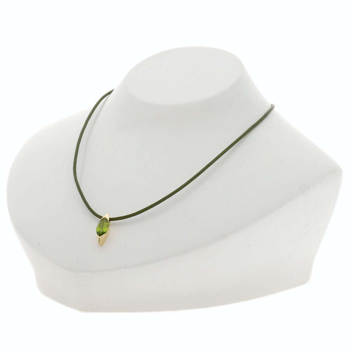 STAR JEWELRY Peridot leather cord Necklace K18 Yellow Gold Ladies [Used]