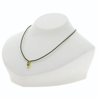 STAR JEWELRY Peridot leather cord Necklace K18 Yellow Gold Ladies [Used]
