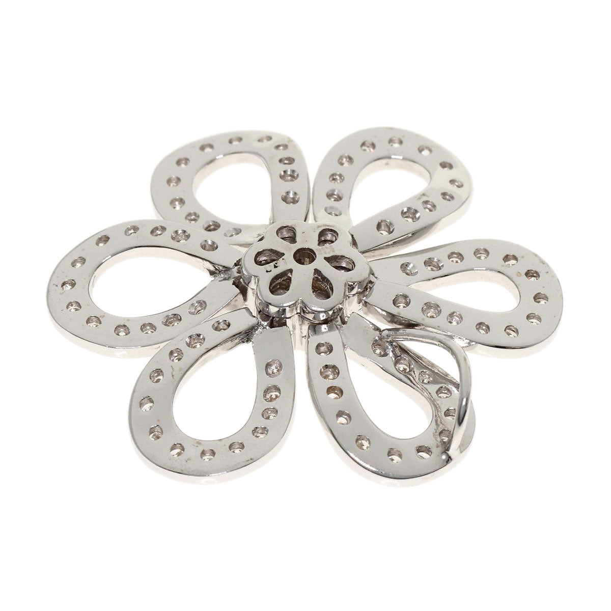 1ct Flower Diamond Pendant top K18 White Gold 7.5g　Ladies