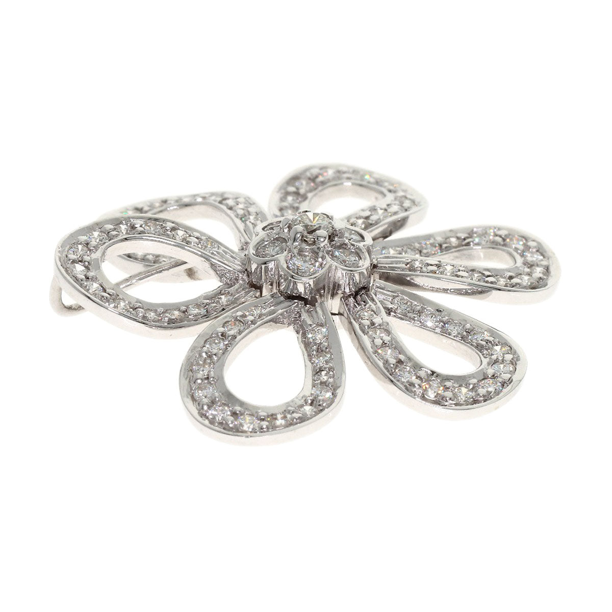 1ct Flower Diamond Pendant top K18 White Gold 7.5g　Ladies