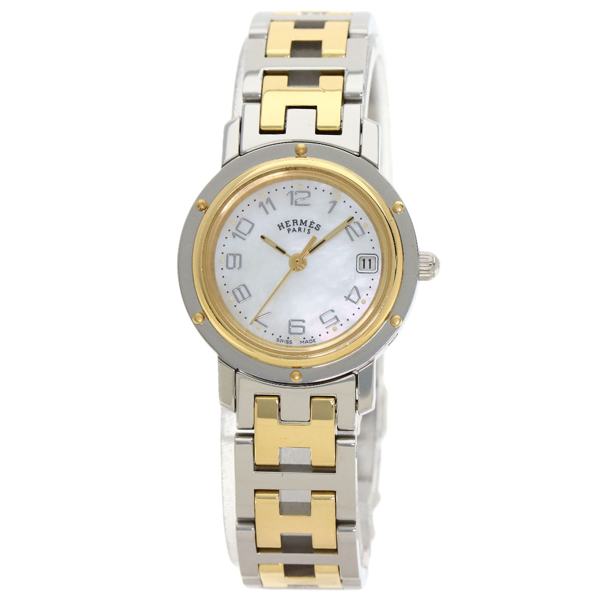 エルメス CL4.220 クリッパー ナクレ 腕時計 ステンレススチール/SSxGP レディース 【中古】【HERMES】