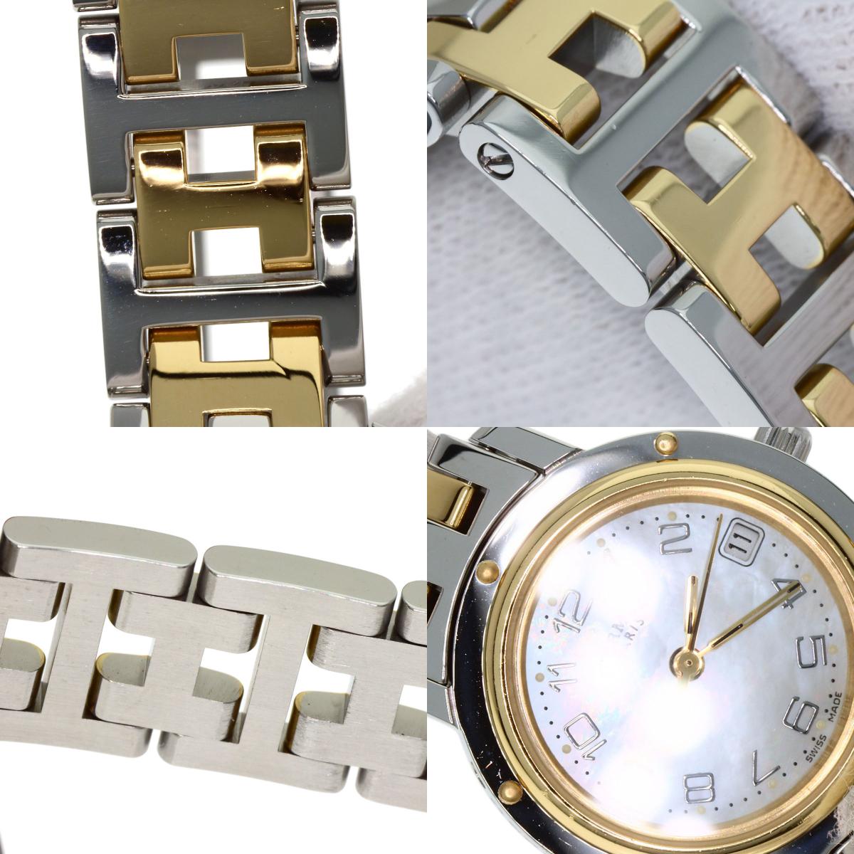 エルメス CL4.220 クリッパー ナクレ 腕時計 ステンレススチール/SSxGP レディース 【中古】【HERMES】