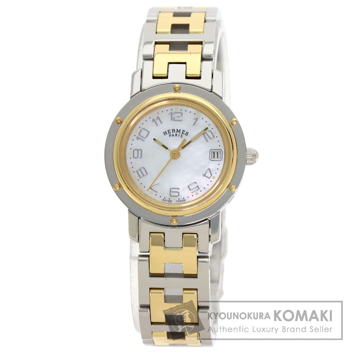 エルメス CL4.220 クリッパー ナクレ 腕時計 ステンレススチール/SSxGP レディース 【中古】【HERMES】
