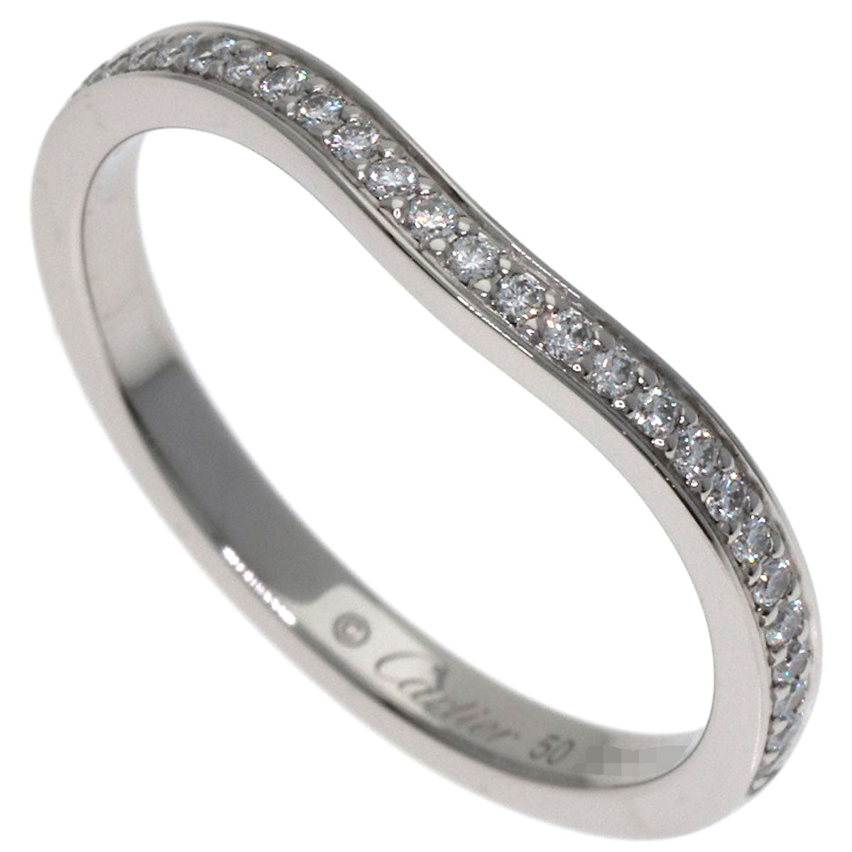 CARTIER Ballerina Curve Semi-Pavé Diamond #50 Ring Platinum PT950 Ladies [Used]