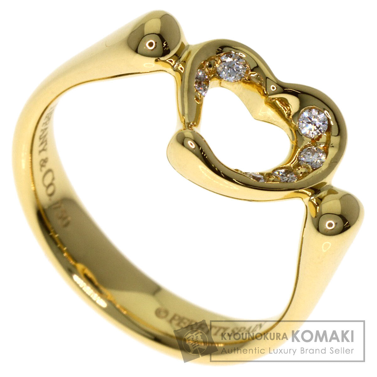 TIFFANY&Co. Open Heart Diamond Ring K18 Yellow Gold Ladies [Used]