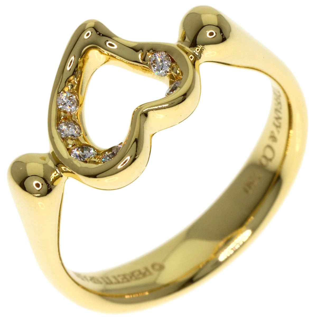 TIFFANY&Co. Open Heart Diamond Ring K18 Yellow Gold Ladies [Used]