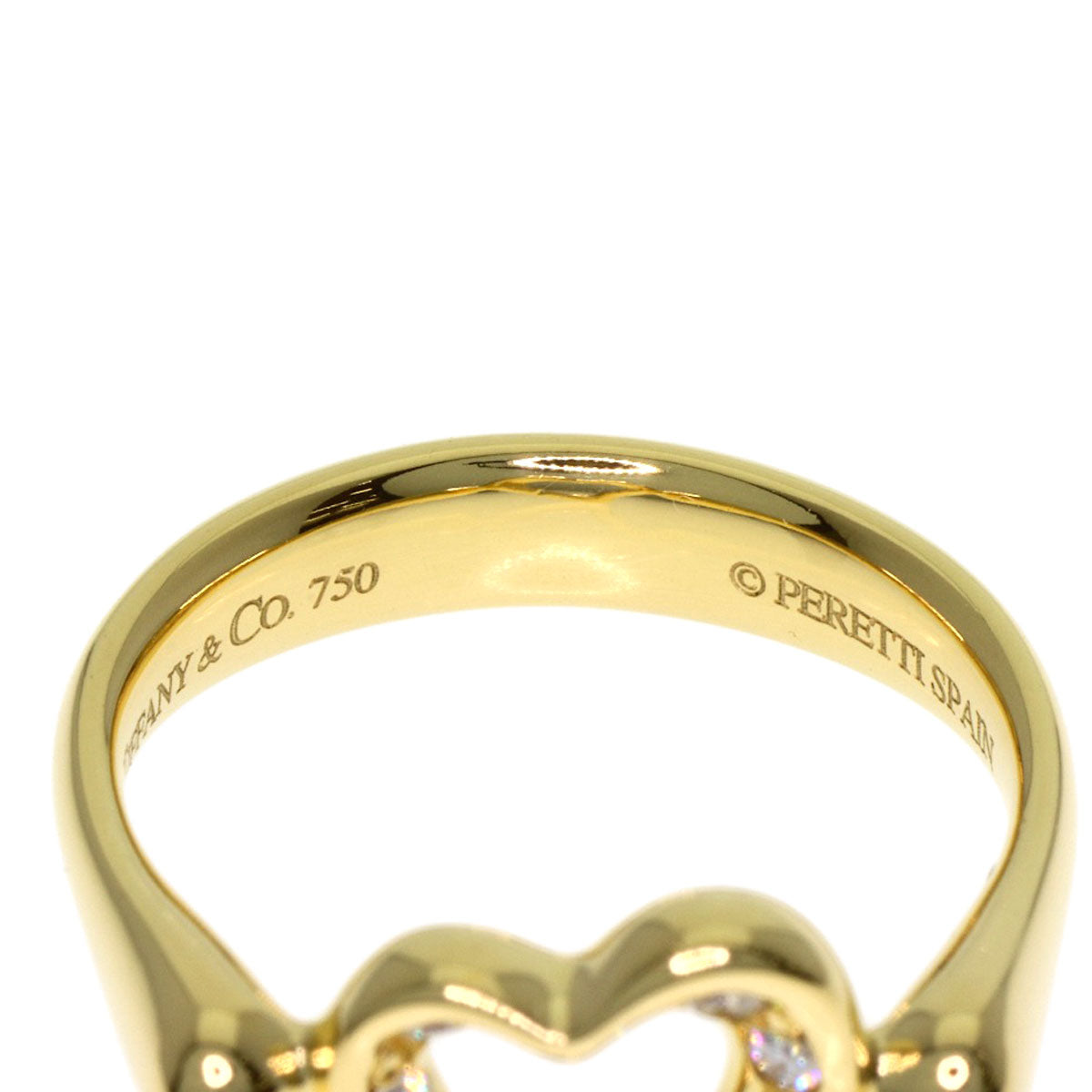 TIFFANY&Co. Open Heart Diamond Ring K18 Yellow Gold Ladies [Used]