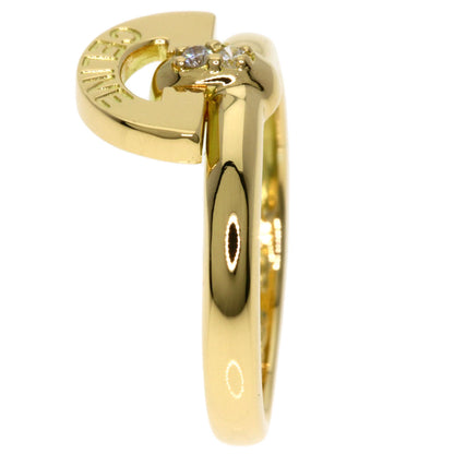 CELINE Logo diamond Ring K18 Yellow Gold Ladies [Used]