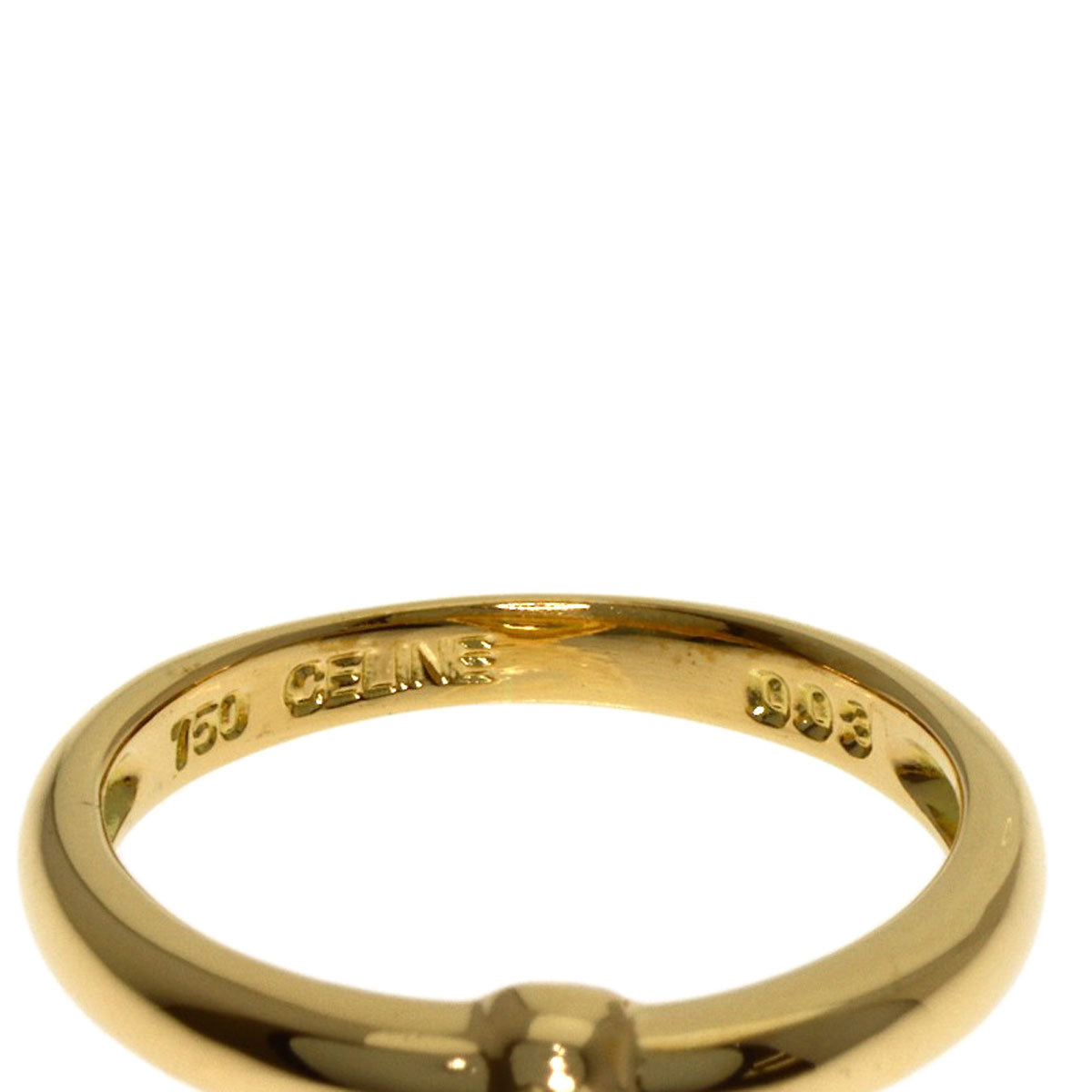 CELINE Logo diamond Ring K18 Yellow Gold Ladies [Used]