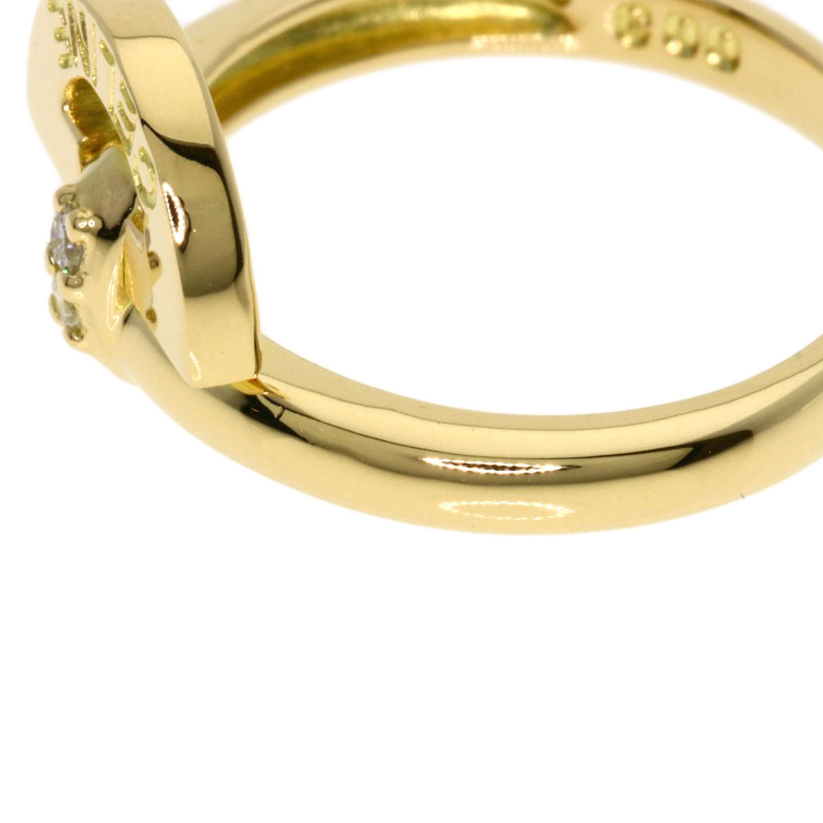 CELINE Logo diamond Ring K18 Yellow Gold Ladies [Used]