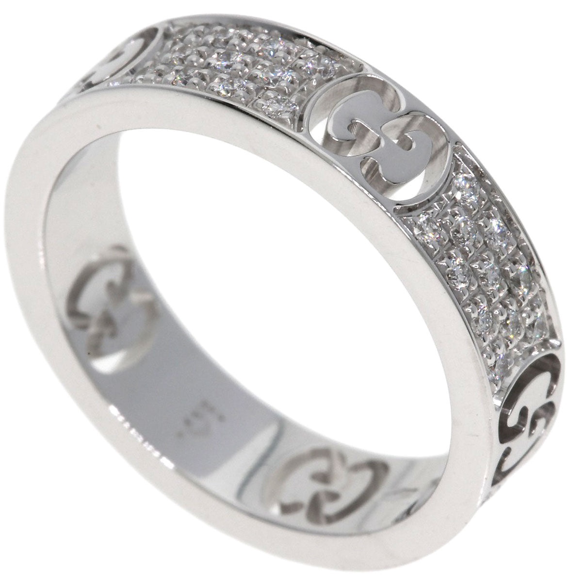 GUCCI Icon Full Diamond #5 Ring K18 White Gold Ladies [Used]