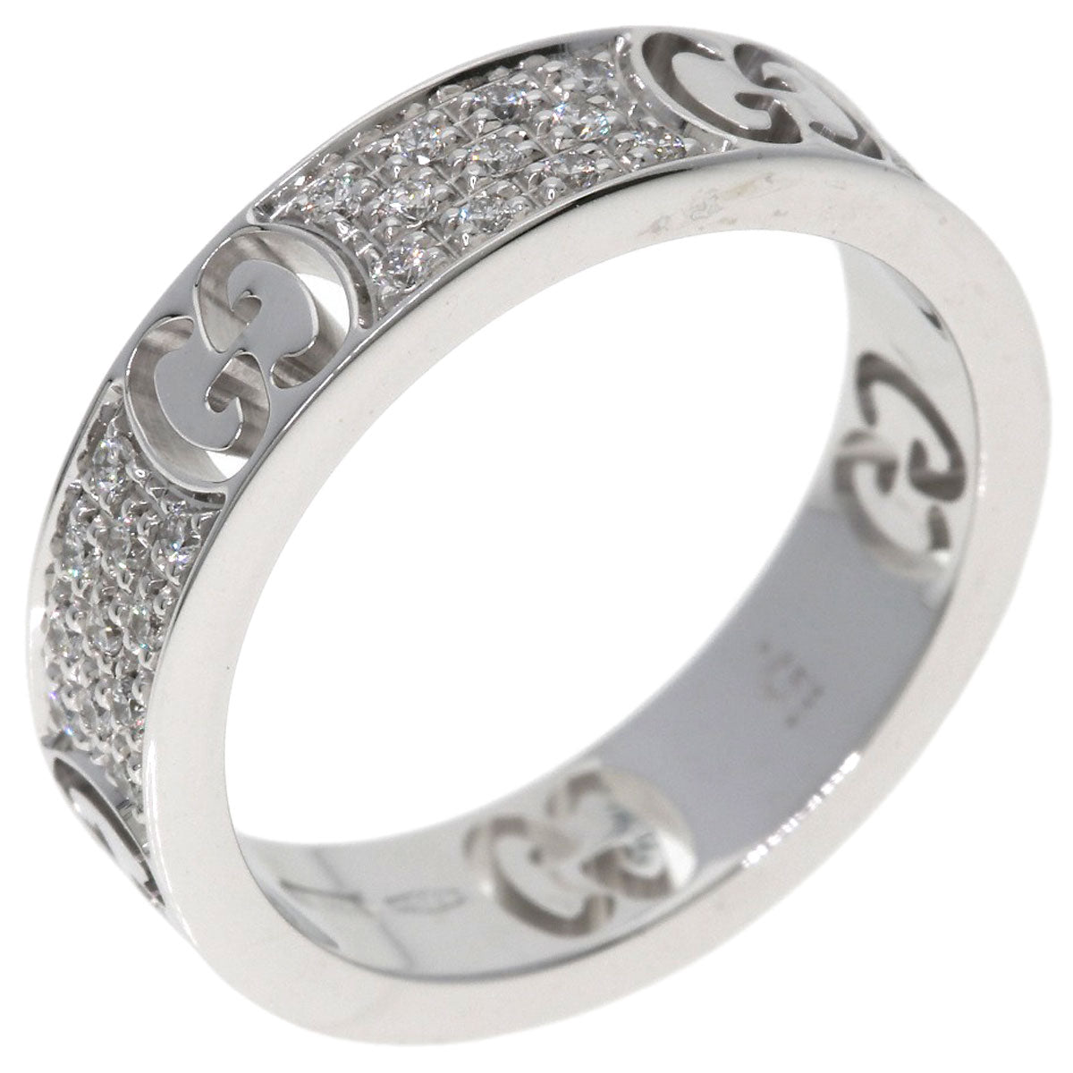 GUCCI Icon Full Diamond #5 Ring K18 White Gold Ladies [Used]