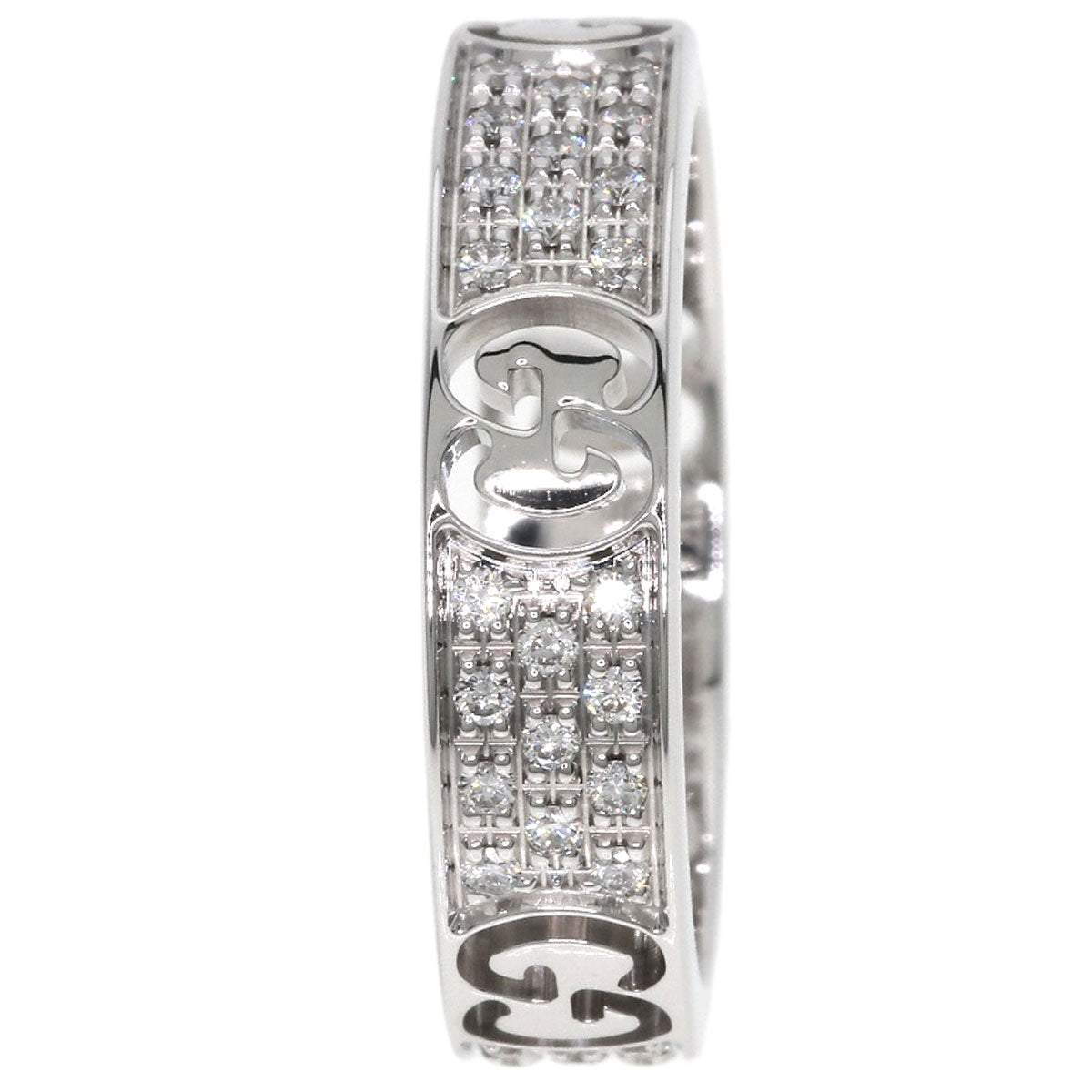 GUCCI Icon Full Diamond #5 Ring K18 White Gold Ladies [Used]