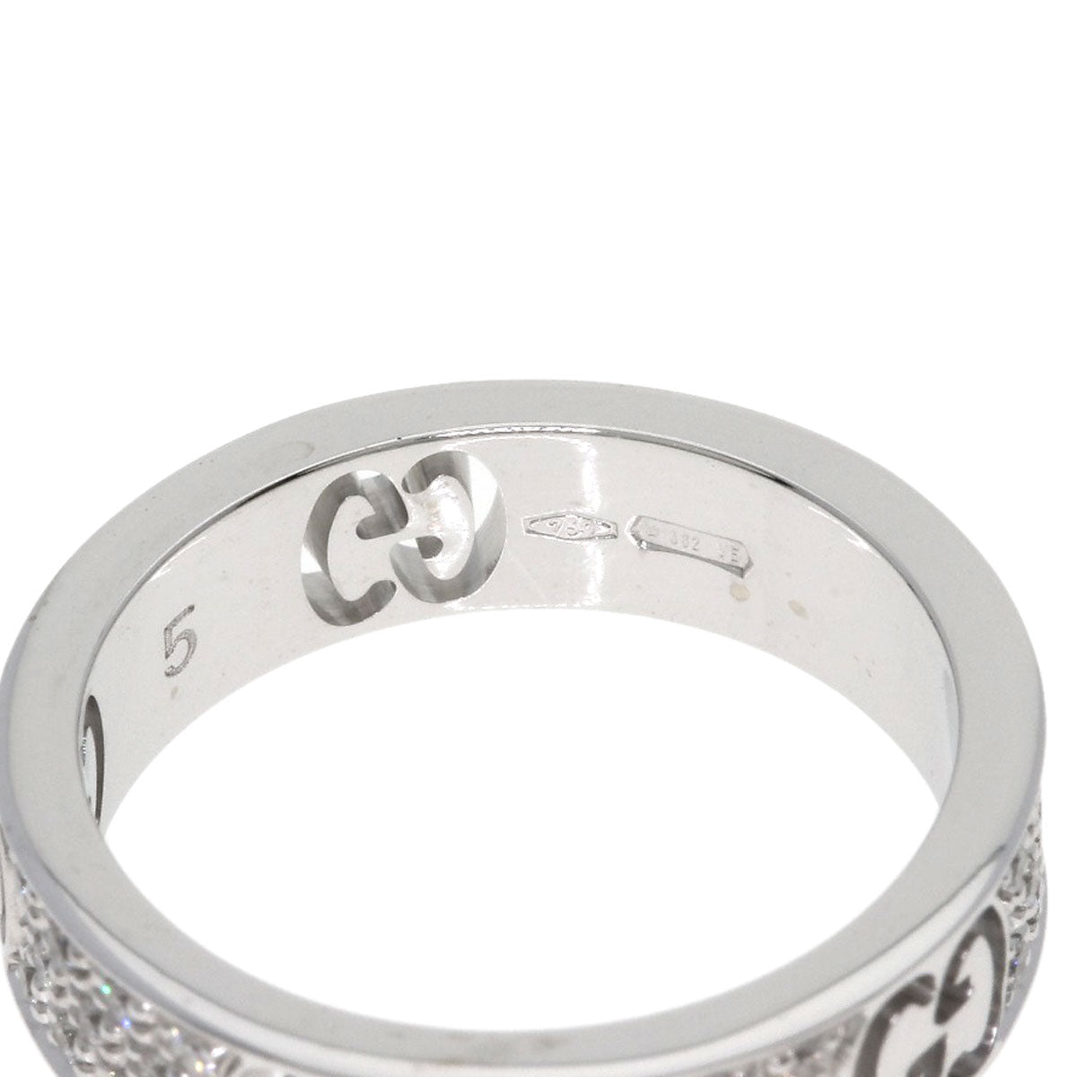 GUCCI Icon Full Diamond #5 Ring K18 White Gold Ladies [Used]
