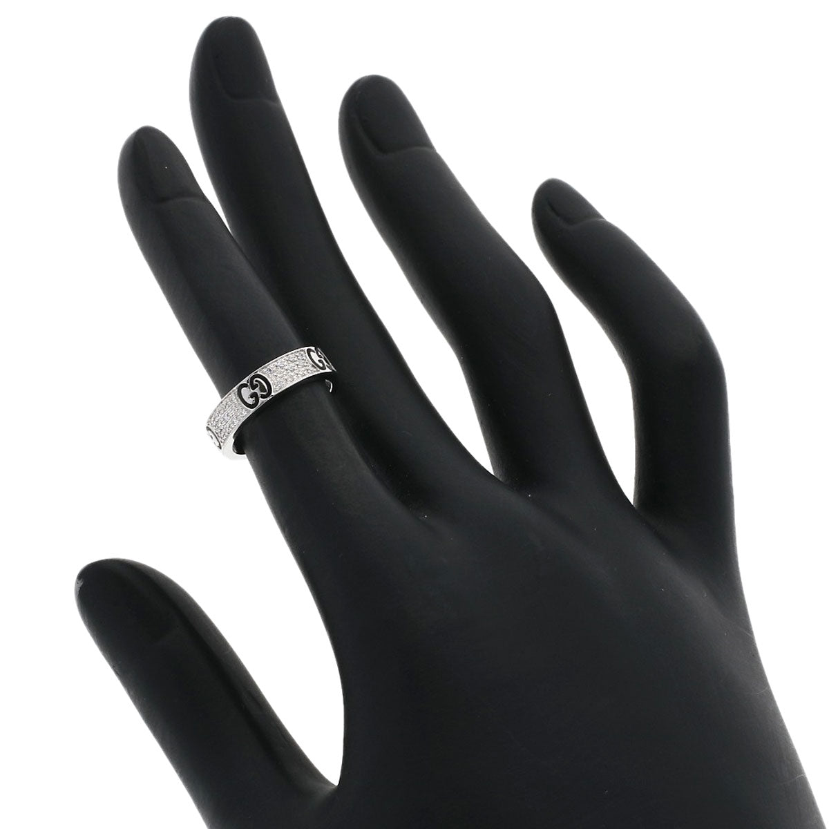 GUCCI Icon Full Diamond #5 Ring K18 White Gold Ladies [Used]