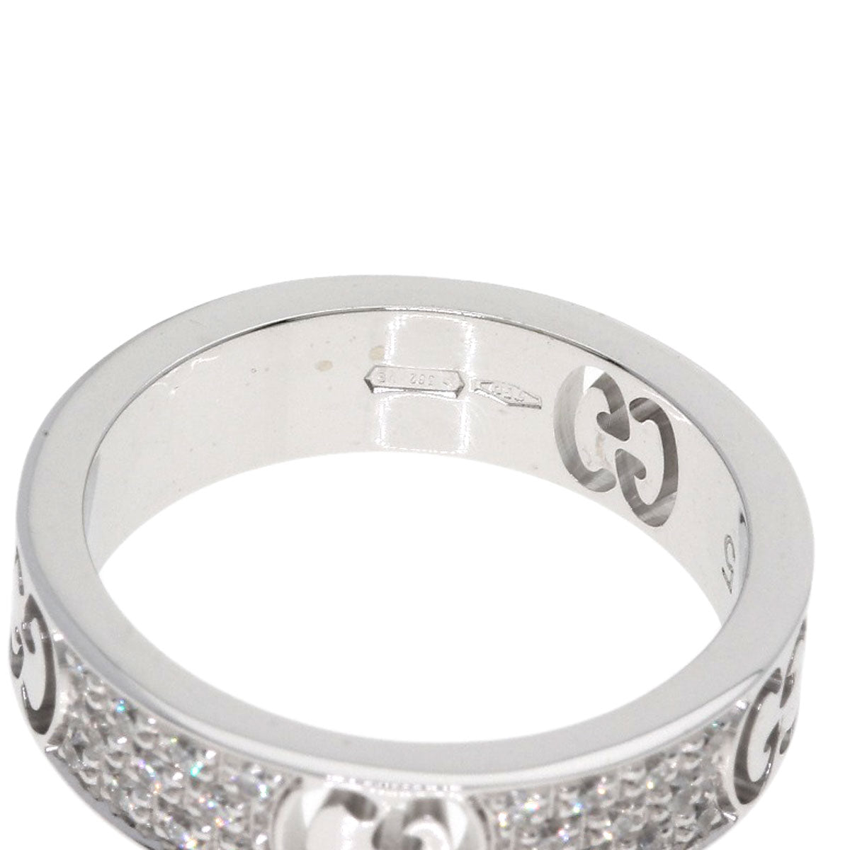 GUCCI Icon Full Diamond #5 Ring K18 White Gold Ladies [Used]
