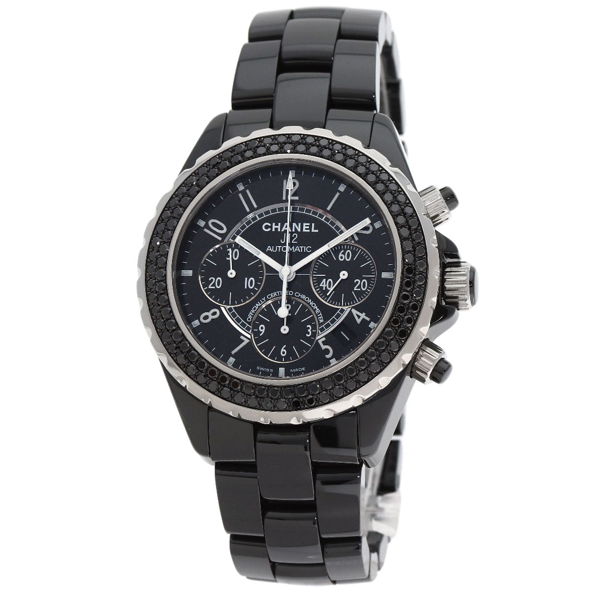 CHANEL J12 1.6" Bezel Black　Diamond Watches H1419 Ceramic/Ceramic mens
