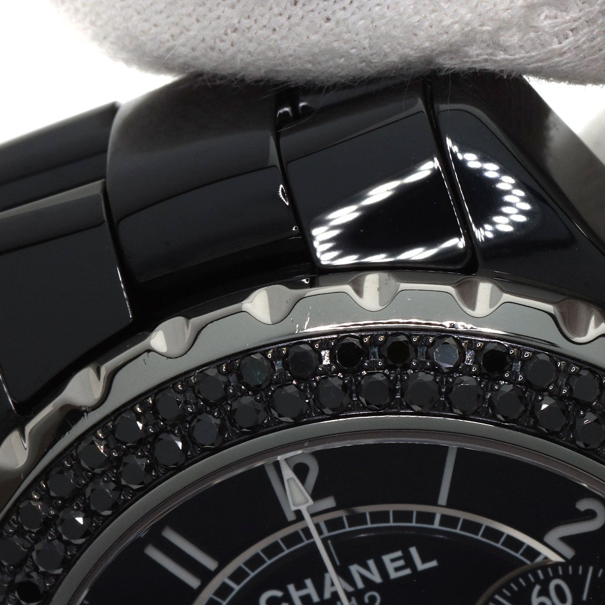 CHANEL J12 1.6" Bezel Black　Diamond Watches H1419 Ceramic/Ceramic mens
