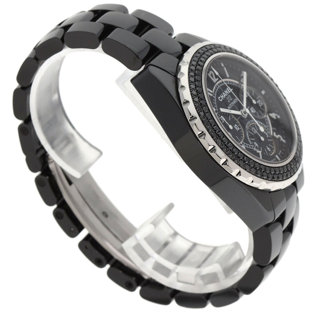 CHANEL J12 1.6" Bezel Black　Diamond Watches H1419 Ceramic/Ceramic mens