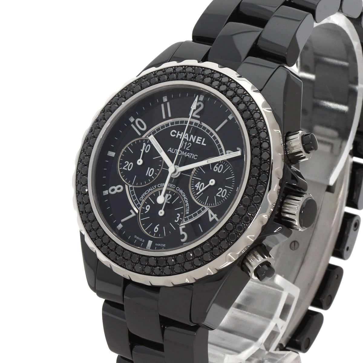 CHANEL J12 1.6" Bezel Black　Diamond Watches H1419 Ceramic/Ceramic mens