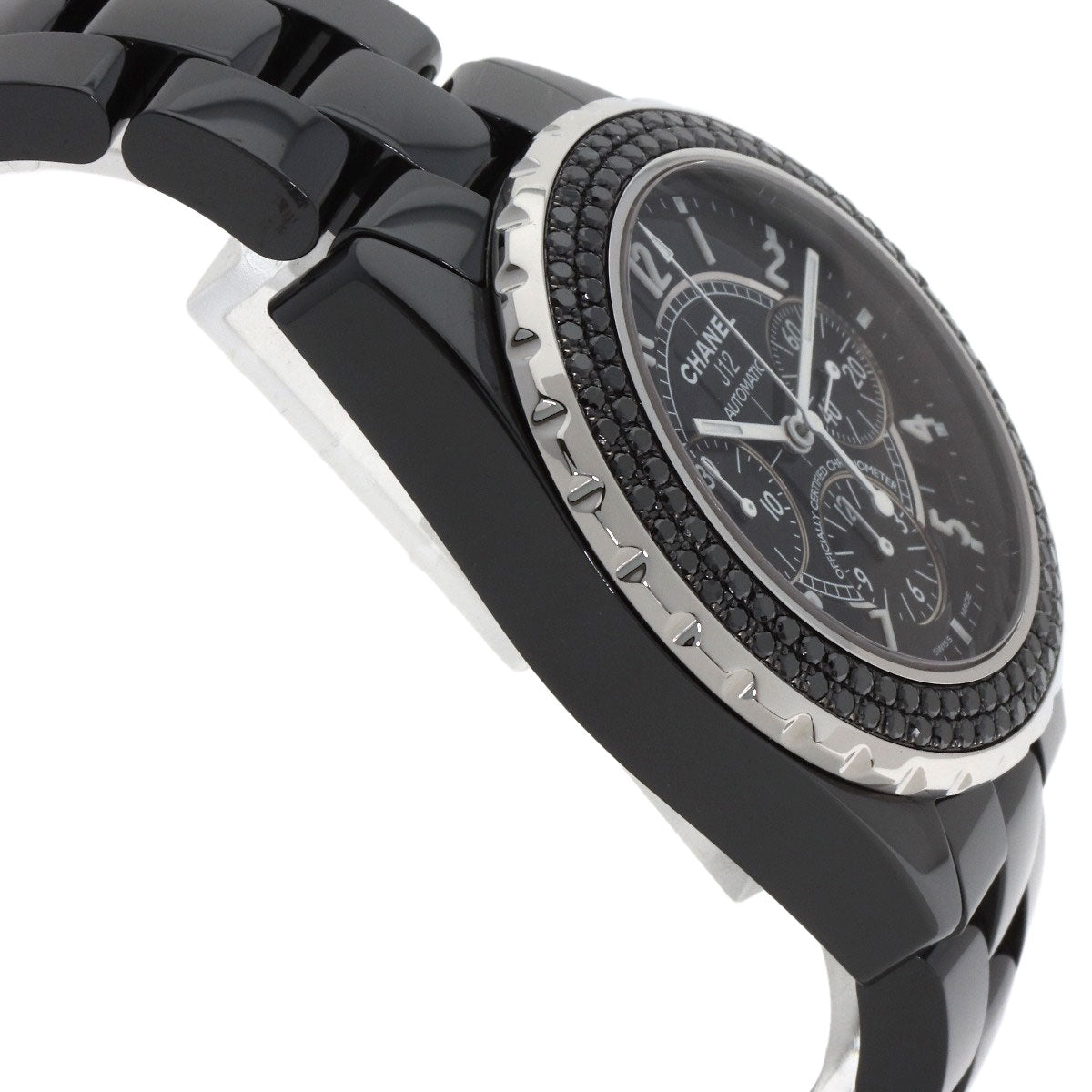CHANEL J12 1.6" Bezel Black　Diamond Watches H1419 Ceramic/Ceramic mens