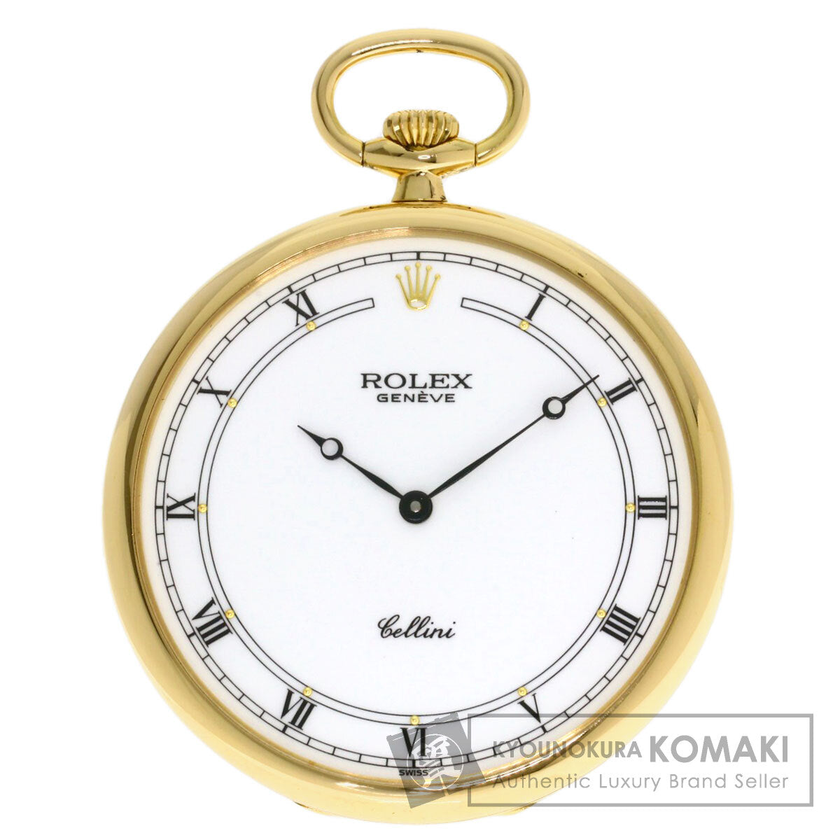 ROLEX Cellini White Roman Pocket Watch Watches 3761/8 K18 Yellow Gold mens