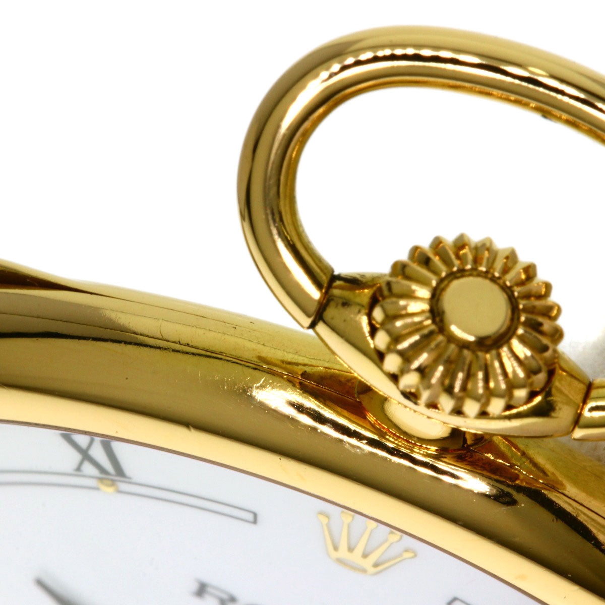 ROLEX Cellini White Roman Pocket Watch Watches 3761/8 K18 Yellow Gold mens