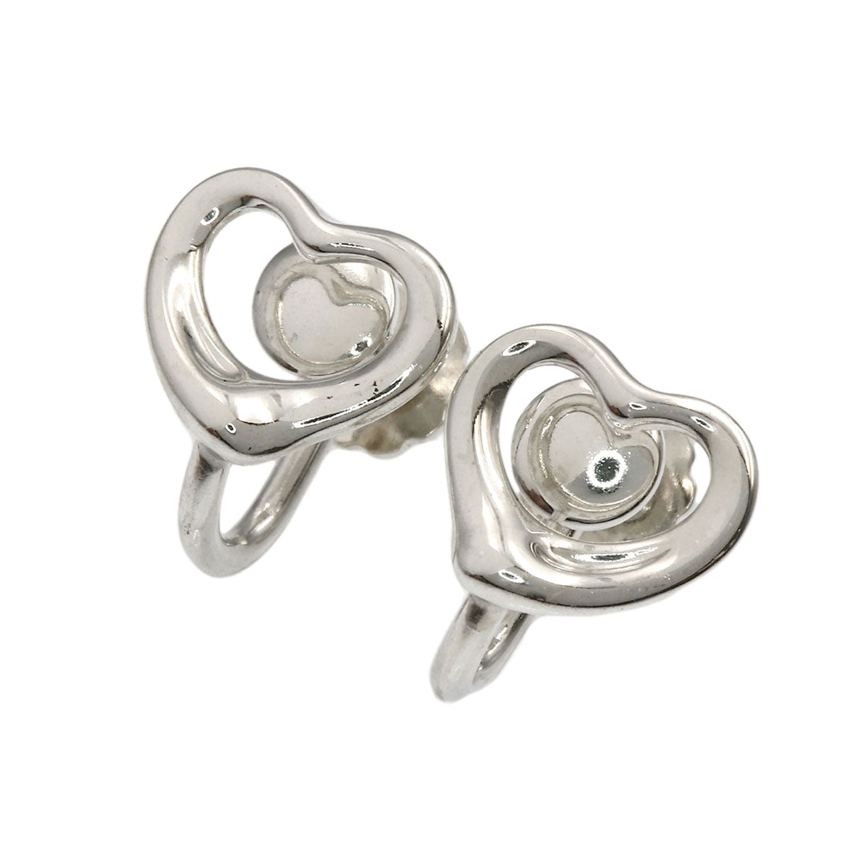 TIFFANY&Co. Open heart Earring Silver Ladies [Used]