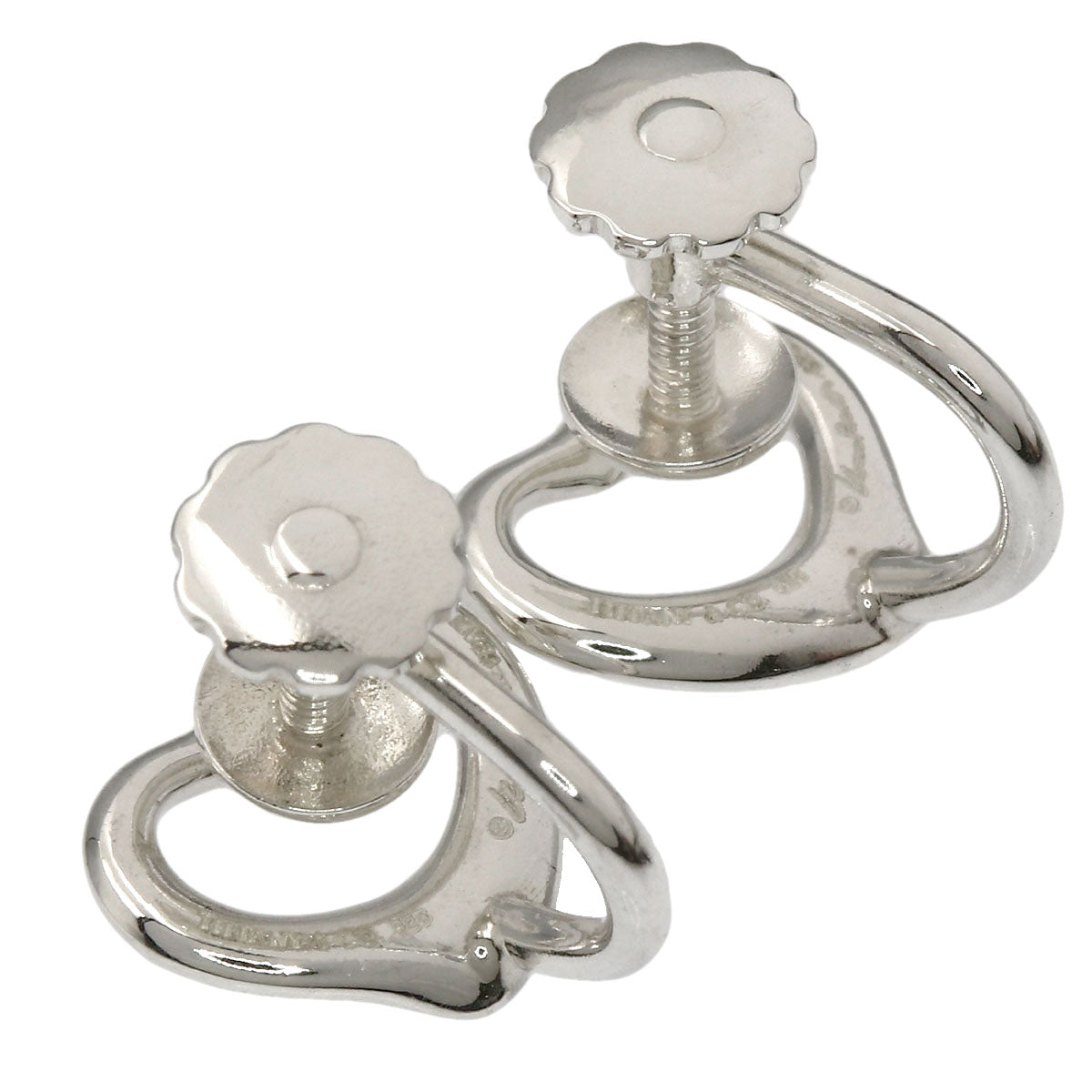 TIFFANY&Co. Open heart Earring Silver Ladies [Used]