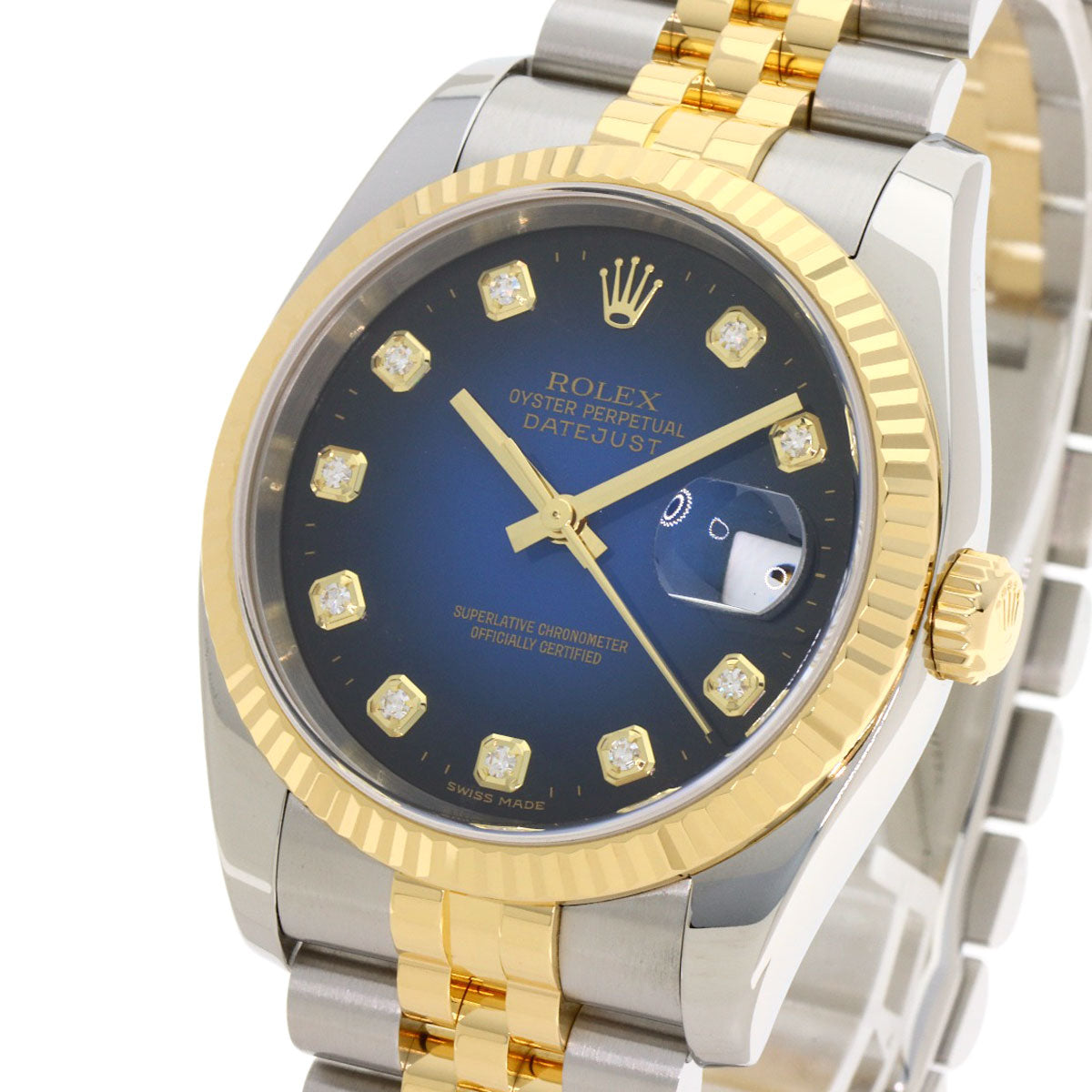 ROLEX Datejust 10P Diamond Blue Gradation Watches 116233G Stainless Steel/SSxK18YG mens