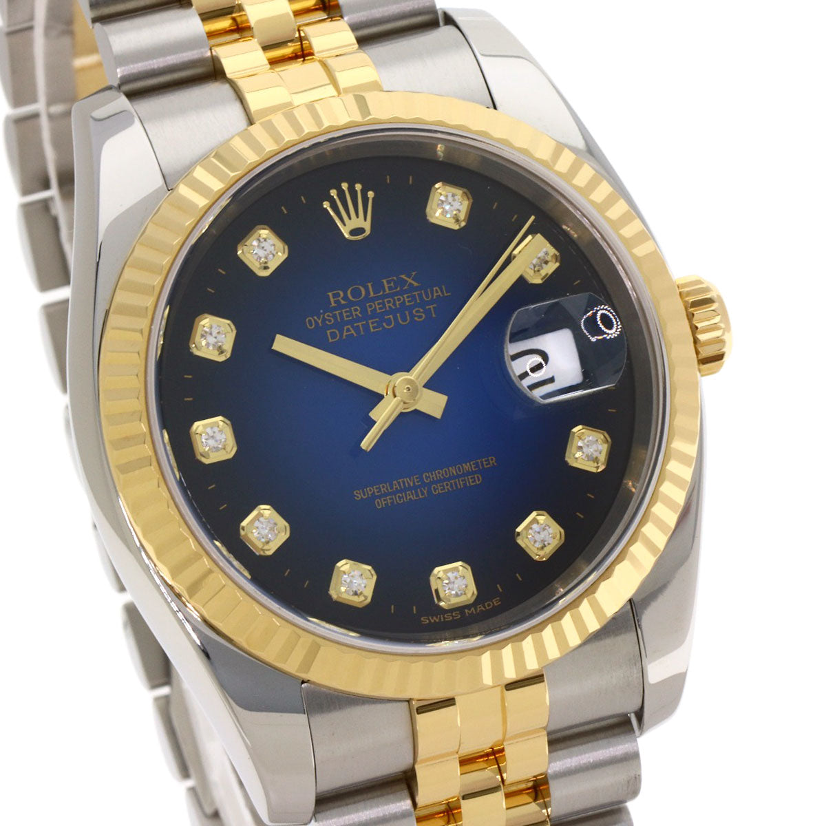 ROLEX Datejust 10P Diamond Blue Gradation Watches 116233G Stainless Steel/SSxK18YG mens