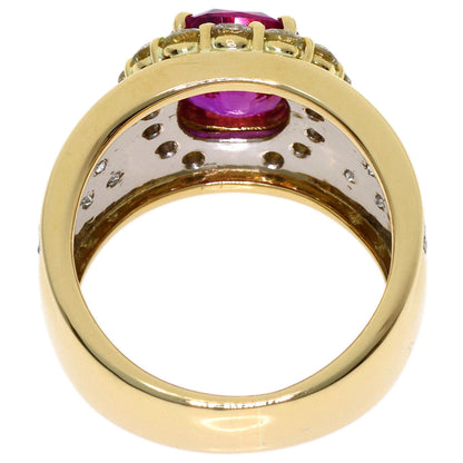 3.653ct Pink Sapphire Diamond Ring K18 Yellow Gold PT900 15.3g　Ladies