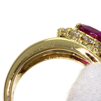 3.653ct Pink Sapphire Diamond Ring K18 Yellow Gold PT900 15.3g　Ladies