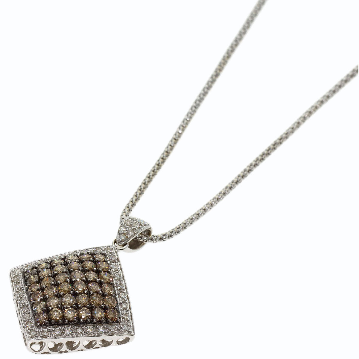 1.82ct Brown Diamond Necklace K18 White Gold 9.3g　Ladies