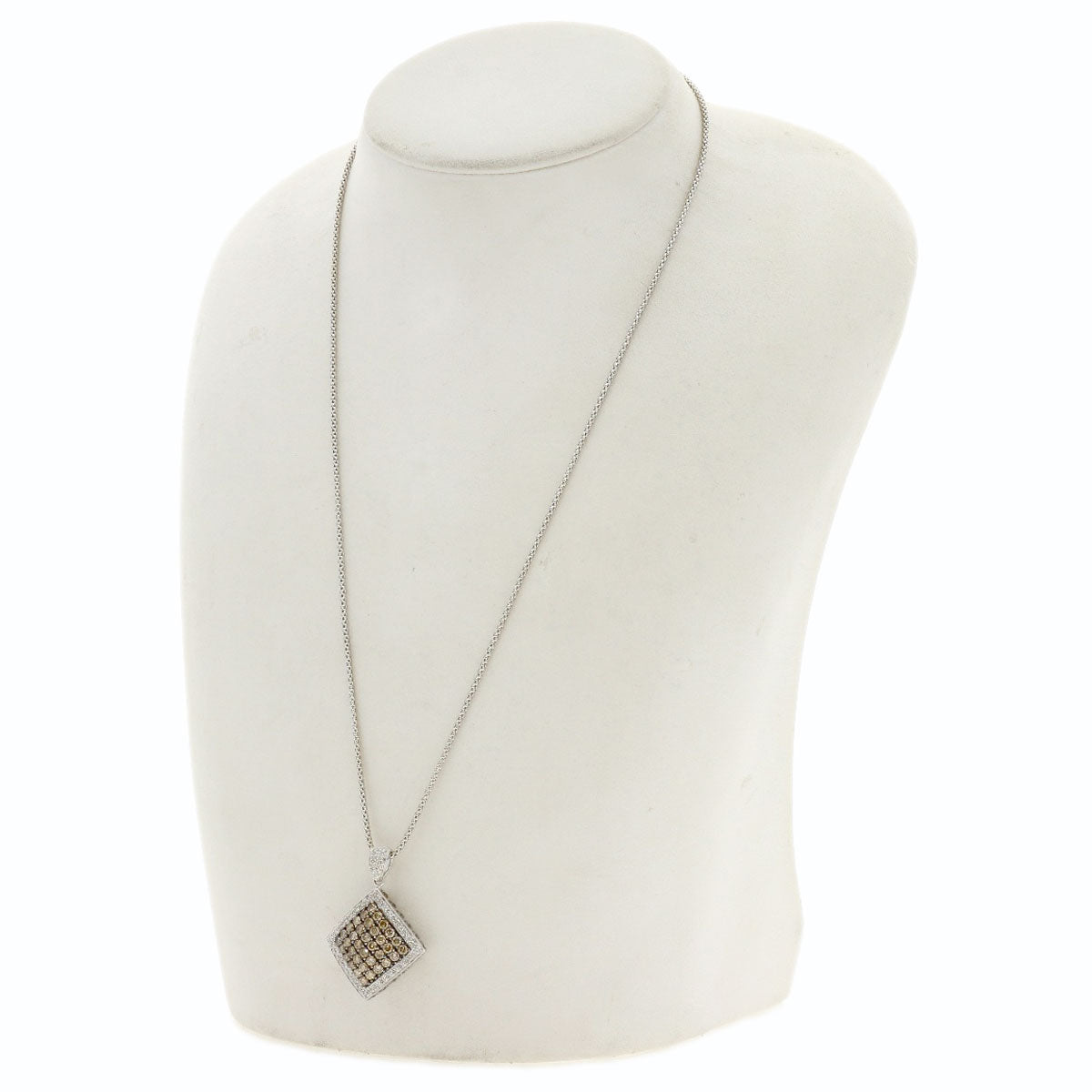 1.82ct Brown Diamond Necklace K18 White Gold 9.3g　Ladies