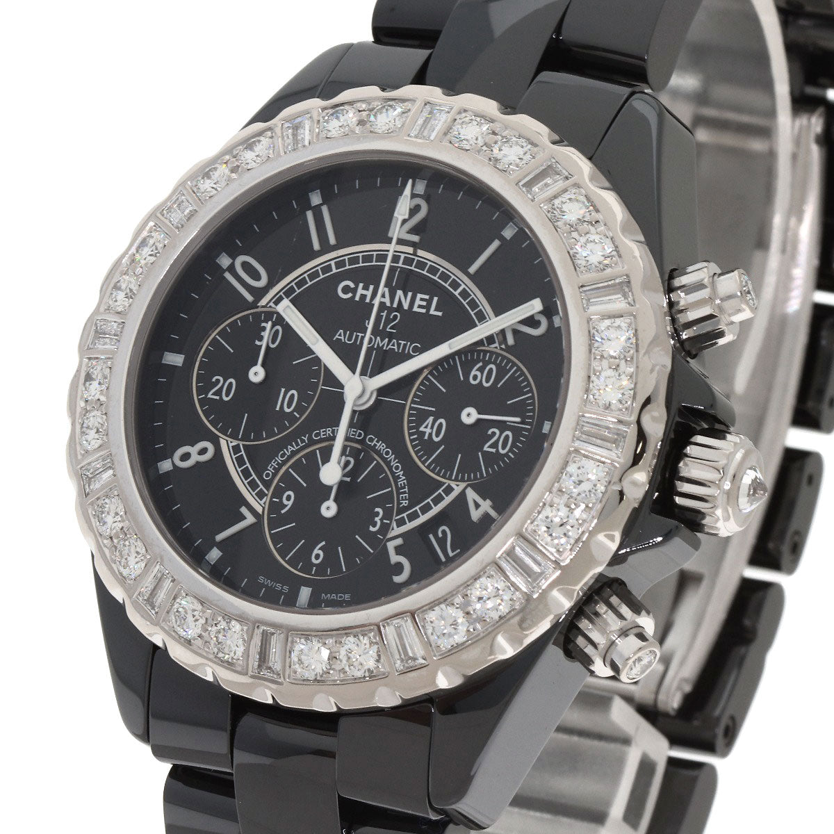 CHANEL J12 16.1" Chronograph Large Diamond Limited Edition of 25 Pieces Watches H1178 Ceramic/Ceramic mens