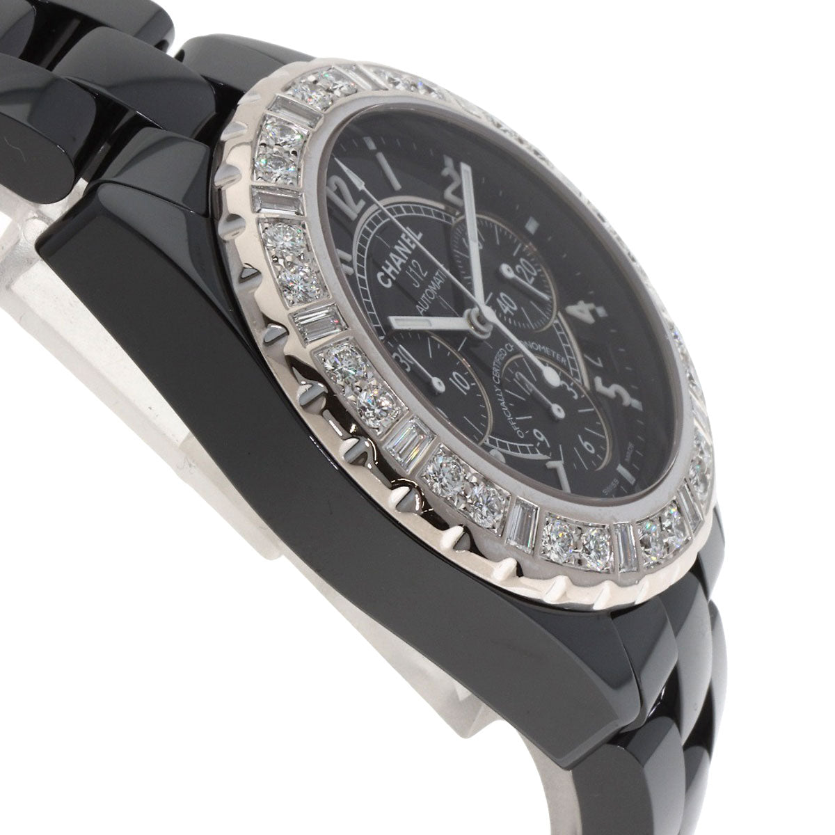 CHANEL J12 16.1" Chronograph Large Diamond Limited Edition of 25 Pieces Watches H1178 Ceramic/Ceramic mens