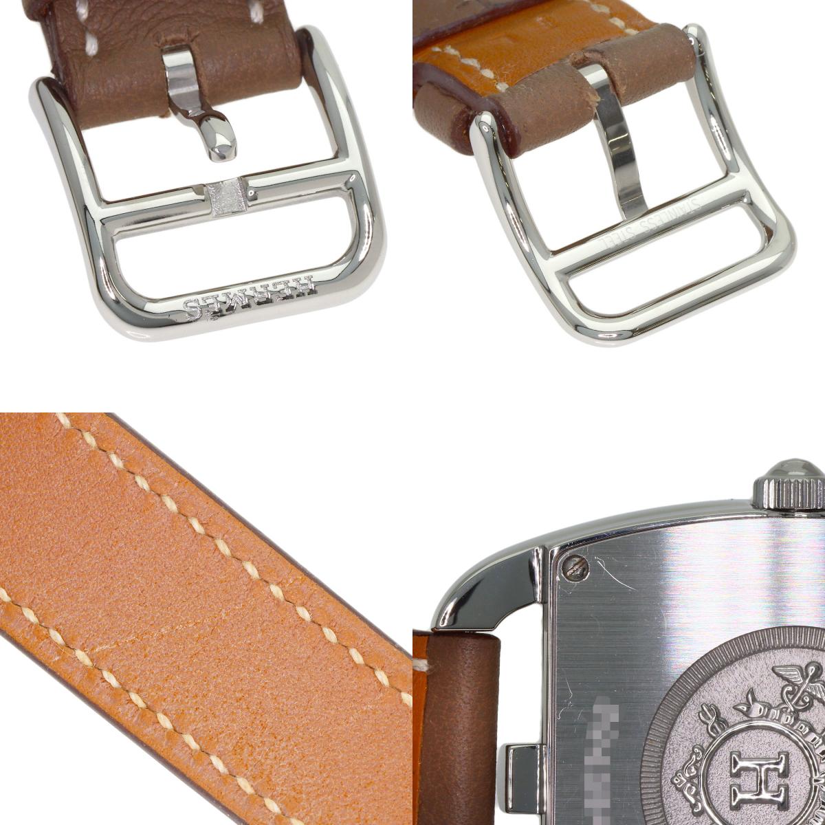 HERMES Cape Cod Double Tour Etoupe Watches CT1.710 Stainless Steel/Leather mens