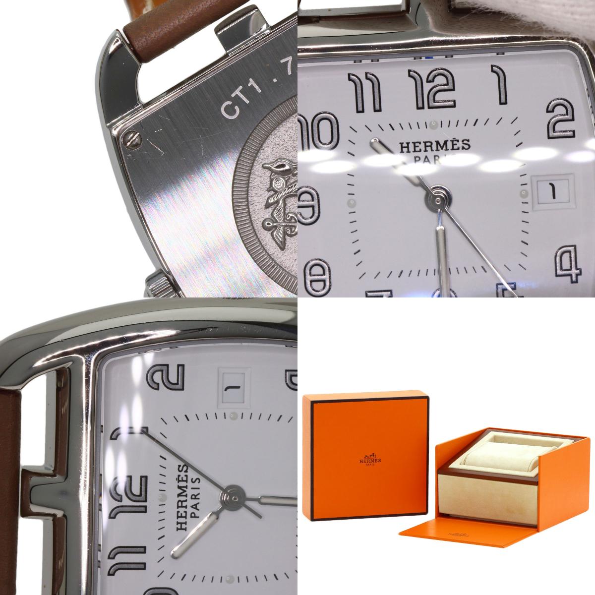 HERMES Cape Cod Double Tour Etoupe Watches CT1.710 Stainless Steel/Leather mens