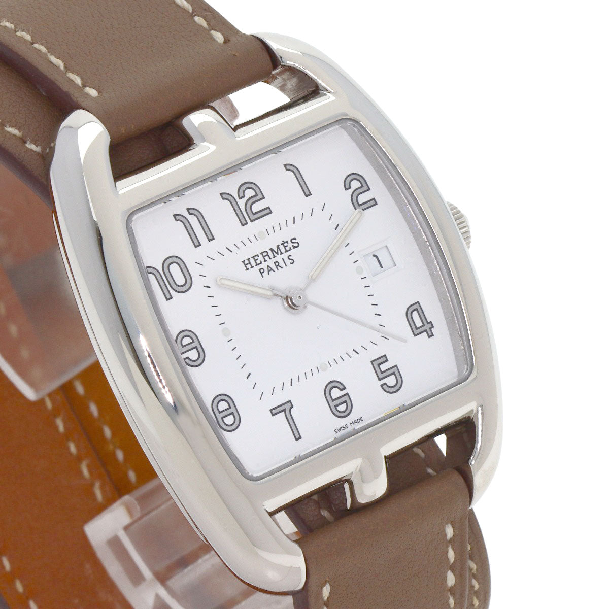 HERMES Cape Cod Double Tour Etoupe Watches CT1.710 Stainless Steel/Leather mens