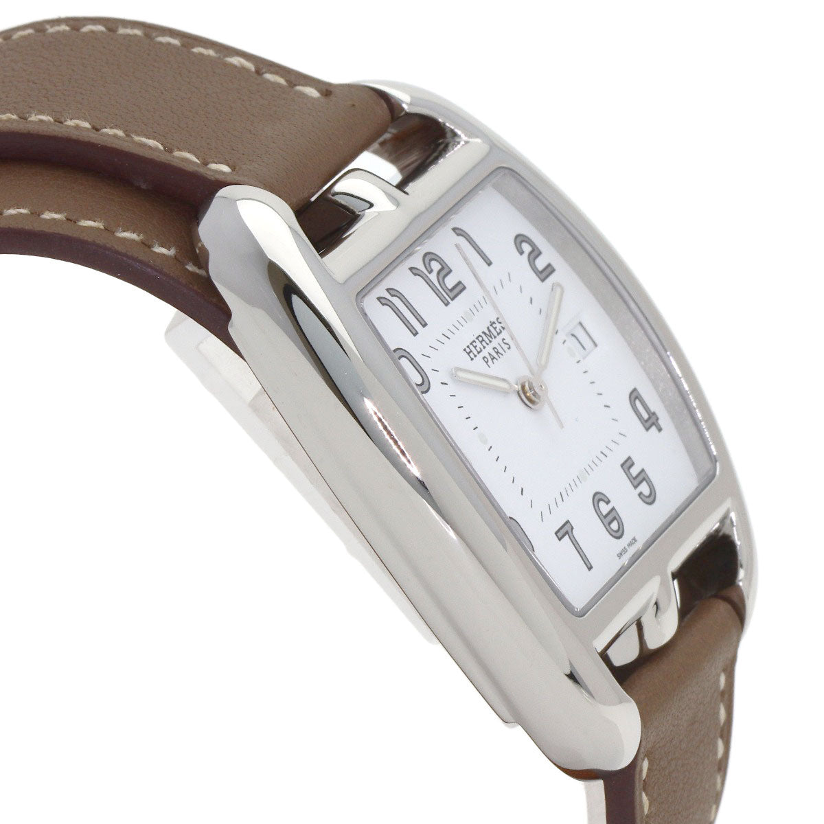 HERMES Cape Cod Double Tour Etoupe Watches CT1.710 Stainless Steel/Leather mens
