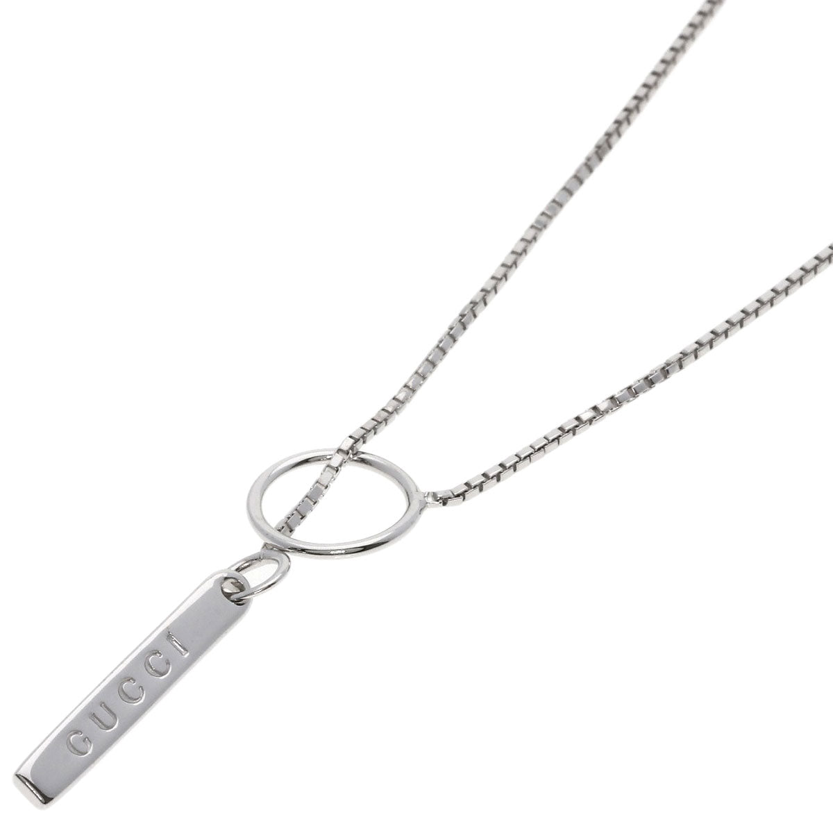 GUCCI lariat Necklace K18 White Gold Ladies [Used]