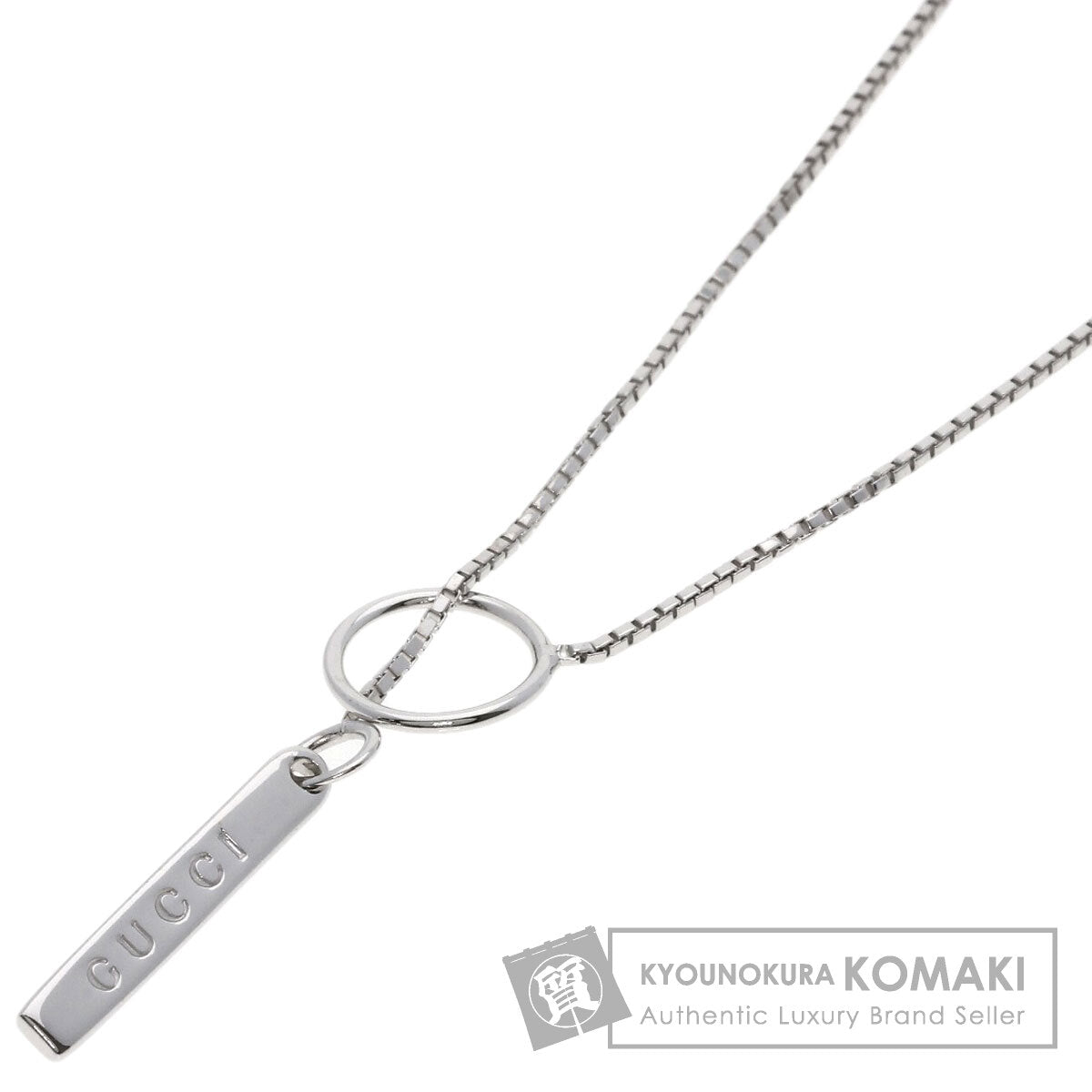 GUCCI lariat Necklace K18 White Gold Ladies [Used]