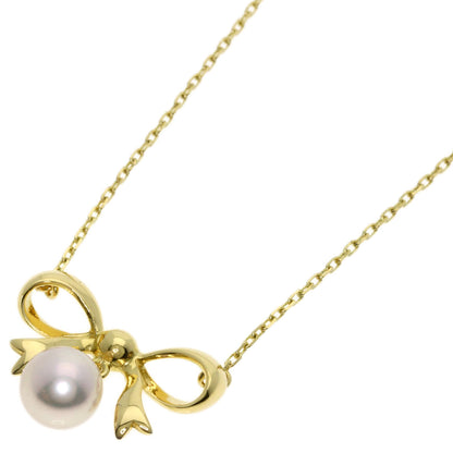 MIKIMOTO Ribbon motif Pearl Pearl Necklace K18 Yellow Gold Ladies [Used]