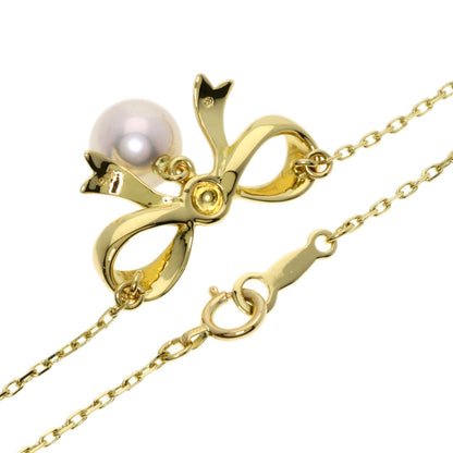 MIKIMOTO Ribbon motif Pearl Pearl Necklace K18 Yellow Gold Ladies [Used]