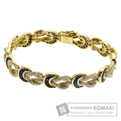 6ct サファイア ダイヤモンド ブレスレット K18イエローゴールド 30g レディース 【中古】