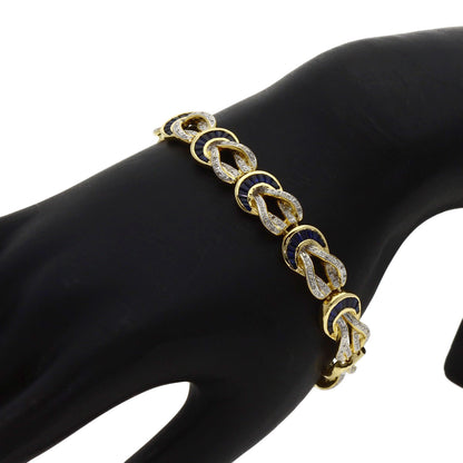 6ct サファイア ダイヤモンド ブレスレット K18イエローゴールド 30g レディース 【中古】